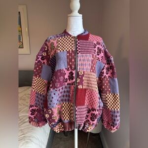 BNWOT Easy Clothes Quilt Patchwork Bubble Hem Jacket One Size